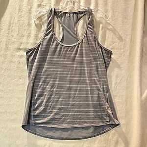 ATHLETA Women's L tank top racerback gray striped